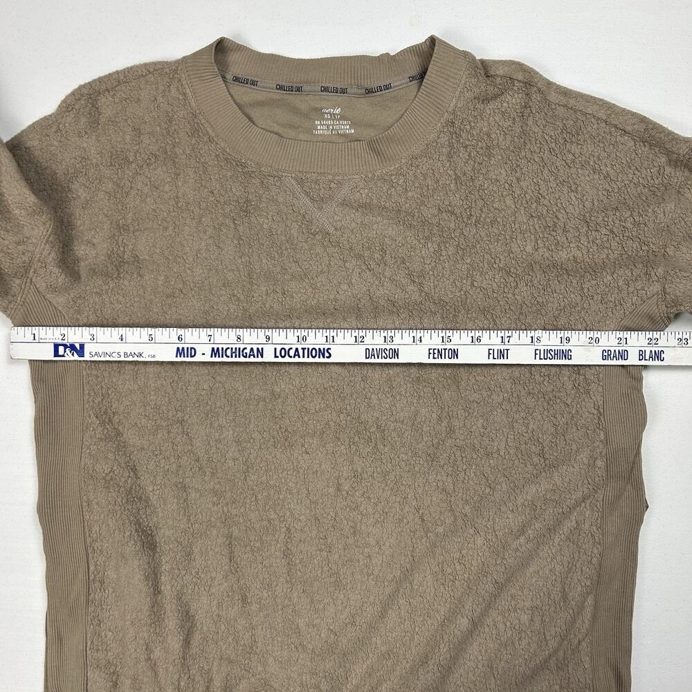 Aerie Chilled Out Sherpa Sweatshirt XS Beige Oversized Top Cozy Lounge - Picture 8 of 9